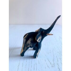 VINTAGE-Small Hand-Carved ELEPHANT Sculpture-African Tribal Art Marked Haiti